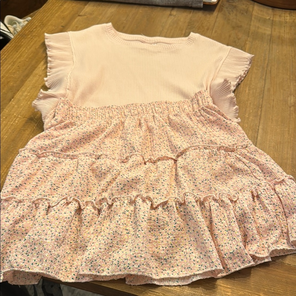 ZARA Pink Ruffled shirt and skirt size 11-12
